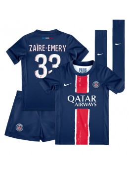 Billige Paris Saint-Germain Warren Zaire-Emery #33 Hjemmedraktsett Barn 2024-25 Kortermet (+ Korte bukser)